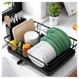 Kitsure Dish Drying Rack for Kitchen Counter, Stainless Steel Sink Organization and Storage Essentials with Cutlery Holder, Home and Appartment Decor, 12