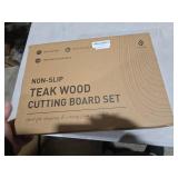 3 Pack Teak Wood Cutting Board Set for Kitchen Charcuterie Board Serving Heavy Duty Non Toxic Slip Over Sink Solid Thick Haus Wooden Chopping Board Large Big Small Meat Best Kitchen Essential Gift