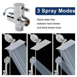 NearMoon Filtered Shower Head, High Pressure 8" Square, 5 settings Handheld Rain Shower Filter Combo with Self-adhesive Holder/1.5M Hose -1 Replaceable Filter Cartridge (Chrome Finish)