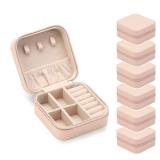 ZPROW Travel Jewelry Case, Mini Portable Jewelry Travel Boxes, Small Jewelry Organizer for Rings, Earrings, Pendants, Watches, Necklaces, Lipsticks Organizer Storage Holder Case (Pink-6packs)