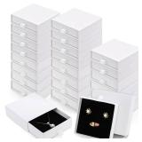 WRINGKIT 24 Pack White Cardboard Jewelry Gift Boxes Bulk, Square Jewelry Gift Boxes 3.5x3.5x1.2 Inch, Jewelries Packing Box with Lids Foam Cushion for Necklace Earring Bracelet Ring Display Storage