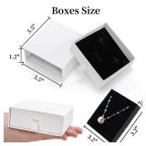 WRINGKIT 24 Pack White Cardboard Jewelry Gift Boxes Bulk, Square Jewelry Gift Boxes 3.5x3.5x1.2 Inch, Jewelries Packing Box with Lids Foam Cushion for Necklace Earring Bracelet Ring Display Storage