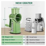 SUSTEAS Rotary Cheese Grater with Handle - Vegetable Shredder with 5 Well-designed Blades & Strong Suction Base,Round Mandoline Slicer & Food Chopper for Kitchen,with Blade Storage Box(Retro Green)