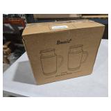 Buaic 2 PACK Glass Pitcher with Lid, 68 oz/ 2 Liter Classic Vertical Stripes Water Pitcher with Handle,Glass Water Carafe for Cold Brew, Coffee, Lemonade, Iced Sun Tea,Beverage,Heat Resistant