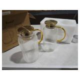 Buaic 2 PACK Glass Pitcher with Lid, 68 oz/ 2 Liter Classic Vertical Stripes Water Pitcher with Handle,Glass Water Carafe for Cold Brew, Coffee, Lemonade, Iced Sun Tea,Beverage,Heat Resistant