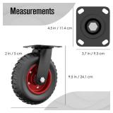 Houseables 8 Inch Caster Wheels, Swivel Wheels, Rubber Casters, Large, for Cart, Heavy Duty, Outdoor, Off Road, Offroad, All Terrain, Flat Free Tire, No Flat, Industrial, Castor, Dolly, Utility Cart
