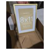 Homeforia 8x11 Picture Frame Gold, High End Metal 8 x 11 Poster Frames with Mat 6 by 9 for Photo, 11x8 Frame Matted to 6x9 inch Print, 8by11 Wall or Tabletop Frames, Tempered Glass, Wall Kit, Set of 1