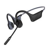 Bone Conduction Headphones with AI Noise-Canceling Mic, Double-Tap Mute, Bluetooth 5.4 Dual Device, Open-Ear Safe for Truck Drivers, All-Day Comfort & Clear Calls for Work,Meetings,Online Class(BLACK