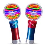 ArtCreativity 7.5 Inch Light Up Magic Ball Toy Wands for Kids, Set of 2, Flashing LED Wands for Boys and Girls, Thrilling Spinning Light Show, Batteries Included, Fun Gift or Birthday Party Favor