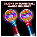 ArtCreativity 7.5 Inch Light Up Magic Ball Toy Wands for Kids, Set of 2, Flashing LED Wands for Boys and Girls, Thrilling Spinning Light Show, Batteries Included, Fun Gift or Birthday Party Favor