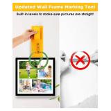 Stalishare Picture Hanging Tool with Level, Goodsnova Photo Frame Hanging Tool for Easy Marking Position, Wall Hanger Helper Guide for Photo/ Art/ Painting Frame (Plastic, Yellow)