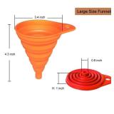 KongNai Kitchen Funnel Set 4 Pack, Small and Large, Kitchen Gadgets Accessories Foldable Silicone Collapsible Funnels for Filling Water Bottle Liquid Transfer Food Grade