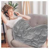 Topblan Weighted Lap Blanket 7lbs for Adults, Small Weighted Blanket Throw for Napping, Relaxation, Calming and Travel, Skin Friendly & Machine Washable for All-Season Sleeping, Grey 24x29 inches