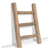 FUIN Fully Assembled Wooden Tea Towel Ladder, Mini Ladder Towel Rack Display Hanger, Small Rustic Farmhouse Tea Towel Stand Holder for Country Bathroom Decor, Brown
