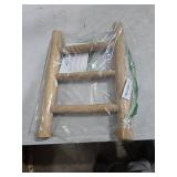 FUIN Fully Assembled Wooden Tea Towel Ladder, Mini Ladder Towel Rack Display Hanger, Small Rustic Farmhouse Tea Towel Stand Holder for Country Bathroom Decor, Brown