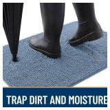 OLANLY Dog Door Mat for Muddy Paws 44x24, Absorbs Moisture and Dirt, Absorbent Non-Slip Washable Doormat, Quick Dry Chenille Mud Mat for Dogs, Entry Indoor Entryway Carpet for Inside Floor, Airy Blue