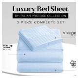 Twin Sheet Set - 3-Piece Striped Deep Pocket Twin Bed Sheets - Ultra-Soft & Wrinkle-Free Twin Size Bedding - Cooling Microfiber Twin Bed Sheet Set with 1 Fitted Sheet, 1 Flat Sheet, 1 Pillowcases