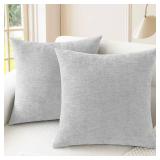 CaliTime Throw Pillow Covers Decorative 26 X 26 Inches Pack of 2 Cozy Chenille Cushion Cases for Couch Sofa Bed Living Room Home Moonbeam Gray