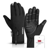 krosa Winter Gloves For Men Women Made with 3M Thinsulate, Waterproof Ski Gloves for Cold Weather with 10 Touchscreen Fingers M