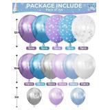 Snowflake Balloon Garland Arch Kit, 144 Pcs Purple Blue Silver White Balloons With Foil Snowflake Star Balloons, for Winter Wonderland, Princess Birthday, Baby Shower, Christmas Decor