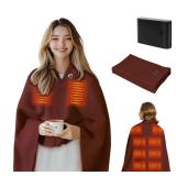 Heated Blanket Battery Operated Cordless Portable Heated Shawl,61\" x 31\" Electric Throw Blanket with 3 Fast Heating Levels,with Rechargeable Power Bank, Winter Gift for Women