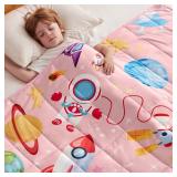 anfie Weighted Blanket Kids(36\"x48\" 5lbs) Weighted Blanket Cooling Blanket for Sleeping,Throw Size Breathable Blanket with Premium Glass Bead(Pink Aerospace)