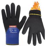 LOCCEF 2 Pairs Winter Work Gloves for Men and Women, Freezer Gloves for Work Below Zero, Thermal Insulated, Super Grip (Blue, 11/XXL)