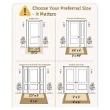 Color&Geometry Small Ultra Thin Indoor Door Mat (Rolled-up NO Creases) 17\"x30\", Non Slip Rubber Backed Dirt Trapper Door Mat Indoor Entrance, Low Profile Entryway Mat, Easy Clean, Light Brown Linen