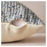Allorry Decorative Couch Throw Pillow Covers 18x18 Set of 2 Blue Striped Soft Wool Pillow Covers Neutral Textured Boho Cushion Covers for Modern Farmhouse Sofa Bedroom Living Room Decor SY012-C18