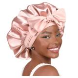 YANIBEST Adjustable Satin Bonnet for Sleeping Women Double Layer Hair Bonnet Reduce Friction Prevent Frizz Natural Curly Hair