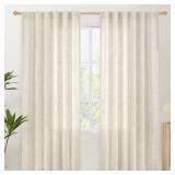 YoungsTex 78 Inch Length Linen Semi Sheer Curtains for Living Room, Boho Light Filtering Window Drapes Textured with Rod Pocket Back Tab for Dining Bedroom, 2 Panels, 52 X 78 Inch