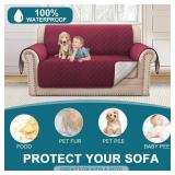Turquoize 100% Waterproof Couch Cover Sofa Covers for 2 Cushion Couch Loveseat Covers Triple Non-Slip Couch Cover for Dogs Washable Furniture Protector Cover for Pets,Dog (Loveseat 54\", Burgundy)