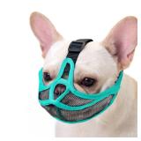 Herrypiggy Short Snout Dog Muzzle with Soft Mesh, Breathable Wonât Cover Forehead Bulldog Muzzle, Anti Biting Chewing Barking for Small Medium Large Dogs(M,Green)