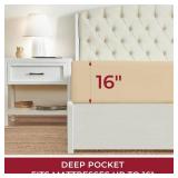 Mellanni Twin XL Fitted Sheet - Iconic Collection Bedding Sheets with up to 16 inch Deep Pocket - Soft & Cooling - Fade & Stain Resistant - 2 PC (Twin XL, Beige)