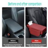 Rneswi Car Armrest Cover Leather Car Console Covers Box Pad with Pocket and Tissue Box Arm Rest Cover for Car for SUV Truck Sedan Vehicle (Beige)