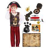 BIBUTY Pirate Costume Kids Halloween Costumes for Boys Girls, Pretend Play & Dress Up Clothes for Little Boys Girls Halloween Costumes for Kids, Toddler Boys Pirate Costume Toys Gifts for 3-6