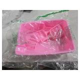 Amyhill Open Cat Litter Box Kitten Litter Pan with Scooper Medium Plastic Pet Tray Durable Nonstick Kitten Box for Indoor Pets Cats Rabbit Supply Easy to Clean, 14.6x10.6x3.4 Inch (Pink)