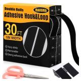 Navona 30Ft x 1 Inch Hook and Loop Strips with Adhesive 2 Rolls Heavy Duty Hook and Loop Tape with Backing for Home, Office, School, and Crafting Projects, Black