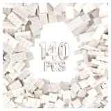 140 Piece White Classic Building Bricks Plate+Tile, 7 Types Bulk Building Bricks Pack, Compatible with Lego Parts and Pieces (White)