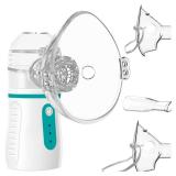 Portable Nebulizer with 3 Adjustable Speed, for Adults and Kids, Handheld Nebulizer for Breathing Issues, with Automatic-Cleaning, Laser Ultrafine Mesh Making, Effective for Home use