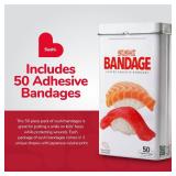 BioSwiss Bandages, Sushi Shaped Self Adhesive Bandage Set, Latex Free, Sterile Wound Care, 50 Count