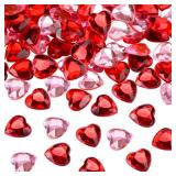 CHENGU 300 Pcs Valentines Day Acrylic Heart 3D Acrylic Heart Rhinestones Flat Red and Back Galentines Day Decorations Wedding Table Scatter Decoration for DIY Crafts Jewelry Making, 0.5 Inch