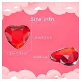 CHENGU 300 Pcs Valentines Day Acrylic Heart 3D Acrylic Heart Rhinestones Flat Red and Back Galentines Day Decorations Wedding Table Scatter Decoration for DIY Crafts Jewelry Making, 0.5 Inch