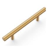 Hickory Hardware 10 Pack Kitchen Cabinet Handles, Drawer Pulls for Doors & Dresser Drawers, Hardware for Bathroom, 3-3/4 Inch (96mm) Hole Center, Brushed Brass, Heritage Collection