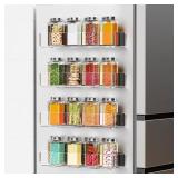 Lumanman 4 Pack Acrylic Spice Racks for Refrigerator and Oven, Magnetic Fridge Organizers and Storage, Clear