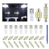 iFunyLED 24 Pieces Dome Light LED Car Interior Bulb Kit Set 194 T10 DE3175 578 31mm 42mm Bulbs Interior Replacement Lights for Car Map License Plate Door Side Marker Cornering Trunk Light - White