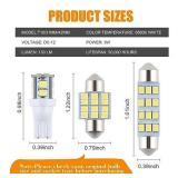 iFunyLED 24 Pieces Dome Light LED Car Interior Bulb Kit Set 194 T10 DE3175 578 31mm 42mm Bulbs Interior Replacement Lights for Car Map License Plate Door Side Marker Cornering Trunk Light - White