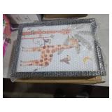 Cute Sun Lion Giraffe Quote Framed Wall Art Set of 4, 11x16 Boho Educational Animal Wall Sign for Baby Girl Kid Boy Toddlers, Wooden Inspirational Nursery Wall Decor Black