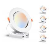 CLOUDY BAY 15W 6 inch 5 Color Swivel LED Gimbal Recessed Light with Junction Box, IC Rated Air Tight Flicker Free,120V CRI90+, 2700K/3000K/3500K/4000K/5000K Temperature Selectable,White, Pack of 4