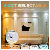 CLOUDY BAY 15W 6 inch 5 Color Swivel LED Gimbal Recessed Light with Junction Box, IC Rated Air Tight Flicker Free,120V CRI90+, 2700K/3000K/3500K/4000K/5000K Temperature Selectable,White, Pack of 4